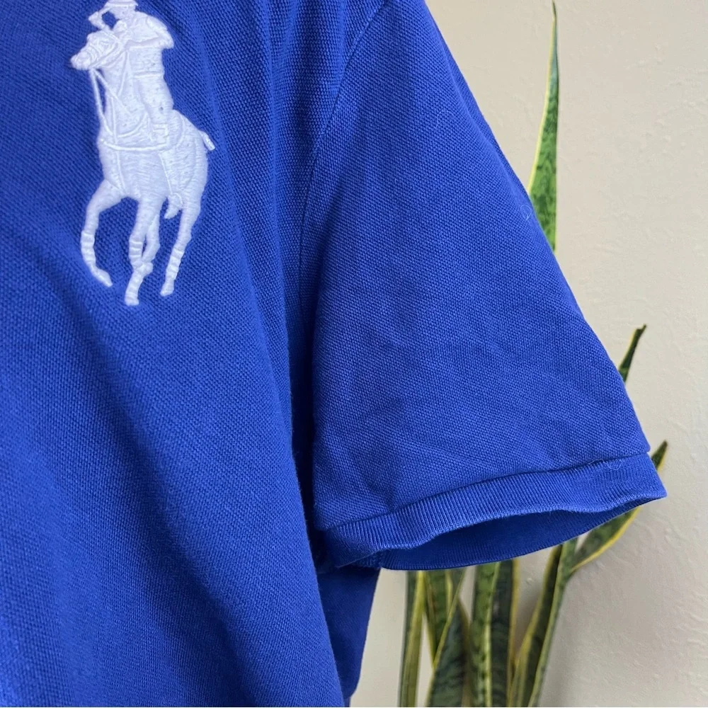 RALPH LAUREN POLO Polo Shirt Blue Decals Collared Classic Fit 100% Cotton XL - Picture 3 of 8